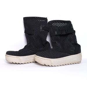 Demobaza Size 9 Women's‎ Rare Black Platform Perforated Zip Goth Designer Boots